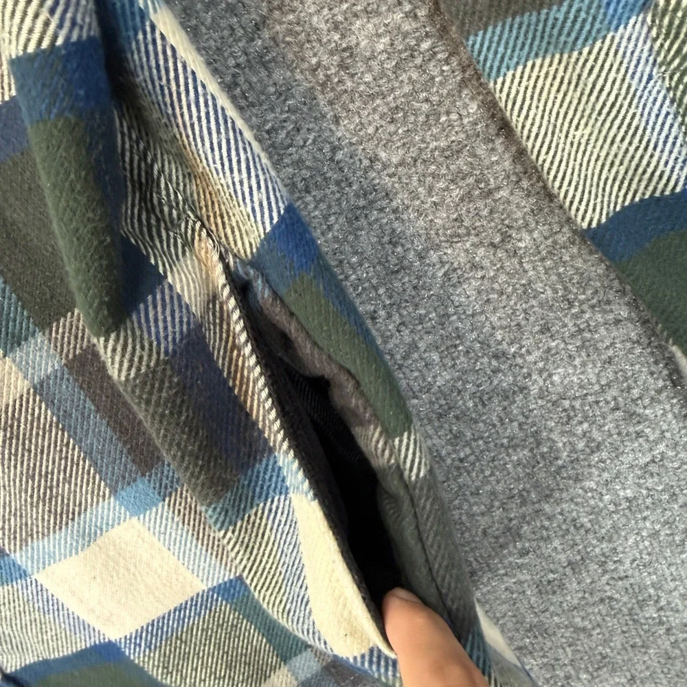 Orvis Flannel Shirt‎ Jacket Mens XXL Blue Green Fleece Lined Plaid Shacket Heavy